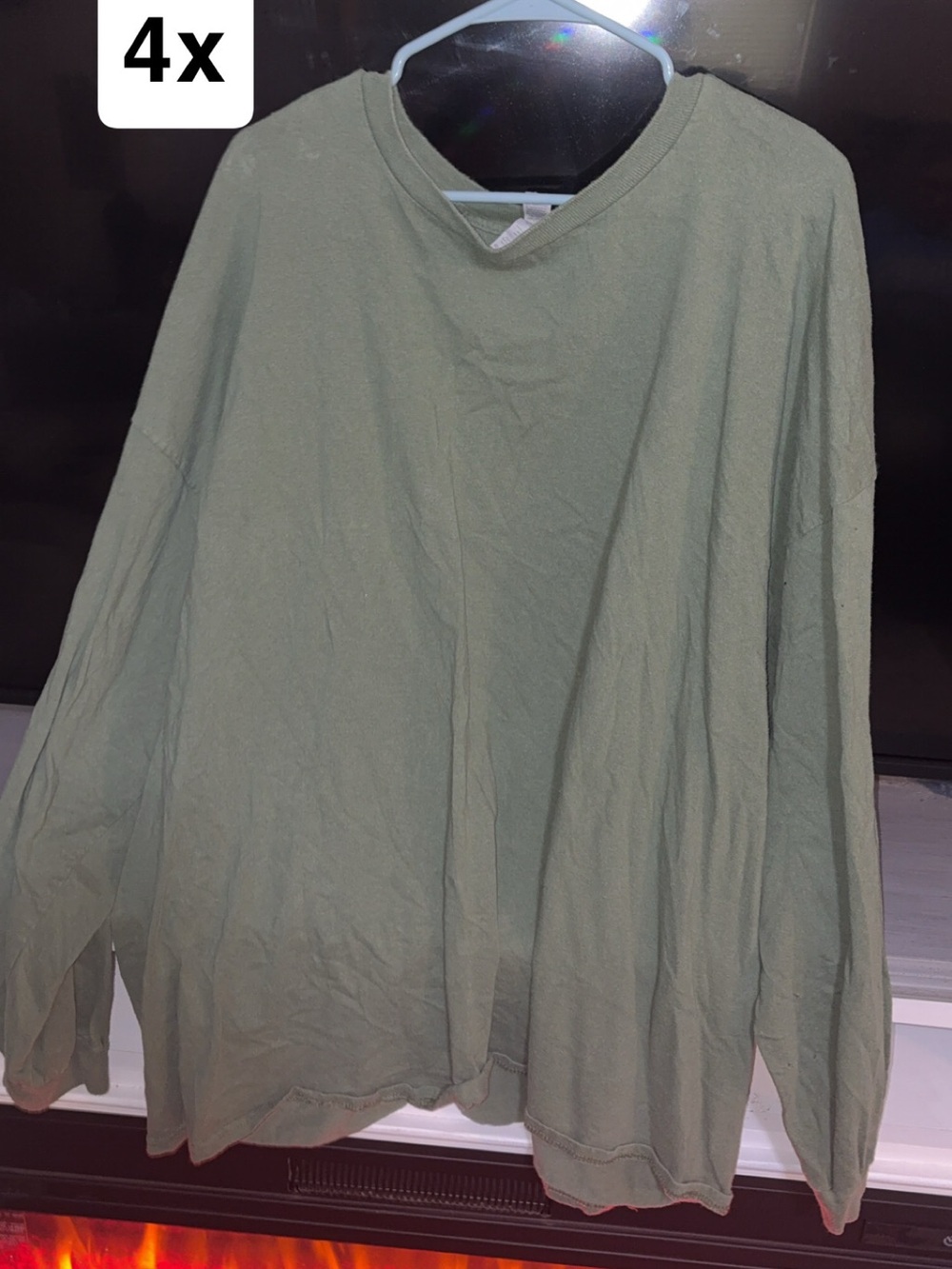 Gildan Olive Green Men's Long-Sleeve Crew Sweatshirt
